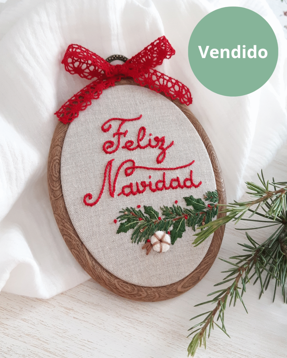Embroidery decorativo. Feliz Navidad